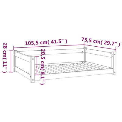 vidaXL Dog Bed 105.5x75.5x28 cm Solid Pine Wood