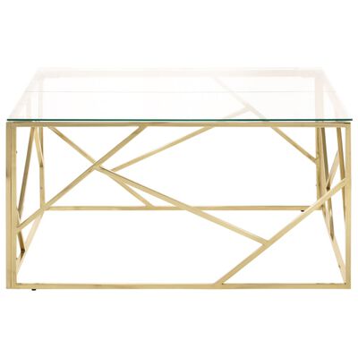 vidaXL Coffee Table Gold Stainless Steel and Tempered Glass