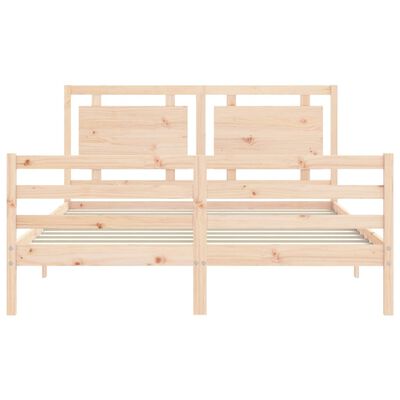 vidaXL Bed Frame with Headboard King Size Solid Wood