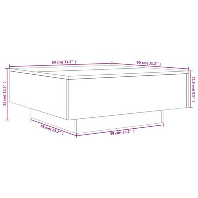 vidaXL Coffee Table Smoked Oak 80x80x31 cm Engineered Wood