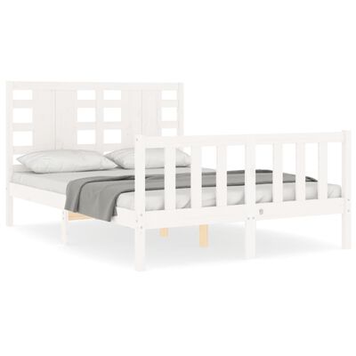 vidaXL Bed Frame without Mattress White Small Double Solid Wood Pine