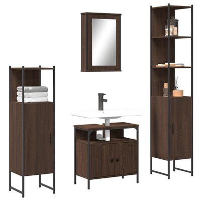 vidaXL 4 Piece Bathroom Furniture Set Brown Oak Engineered Wood