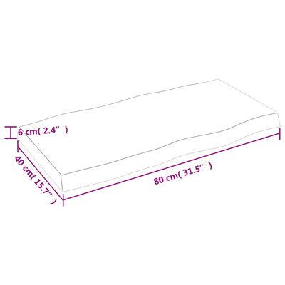 vidaXL Table Top 80x40x(2-6) cm Untreated Solid Wood Live Edge