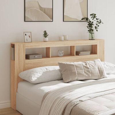 vidaXL LED Headboard Sonoma Oak 180x18.5x103.5 cm Engineered Wood