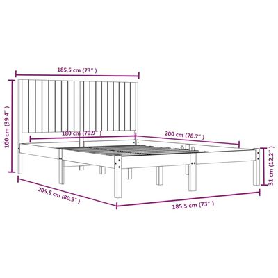 vidaXL Bed Frame without Mattress 180x200 cm Super King Solid Wood