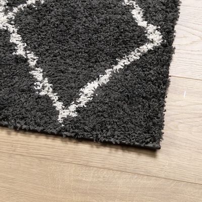 vidaXL Shaggy Rug PAMPLONA High Pile Modern Black and Cream 200x280 cm