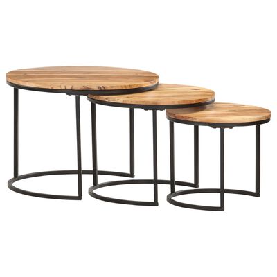 vidaXL Nesting Tables 3 pcs Solid Acacia Wood