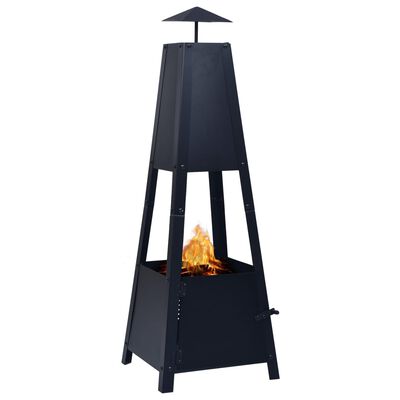 vidaXL Fire Pit Black 35x35x99 cm Steel