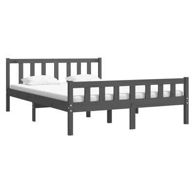 vidaXL Bed Frame without Mattress Grey Solid Wood 140x190 cm