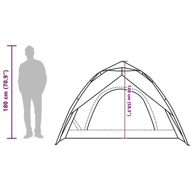 vidaXL Camping Tent Dome 3-Person Grey and Orange Quick Release