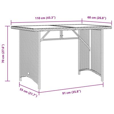 vidaXL Garden Table with Wooden Top Black 110x68x70 cm Poly Rattan