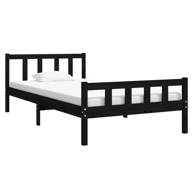 vidaXL Bed Frame without Mattress Black Solid Wood 100x200 cm