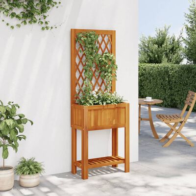 vidaXL Planter with Trellis and Shelf 55x29.5x152 cm Solid Wood Acacia