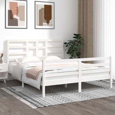 vidaXL Bed Frame without Mattress White Solid Wood 160x200 cm