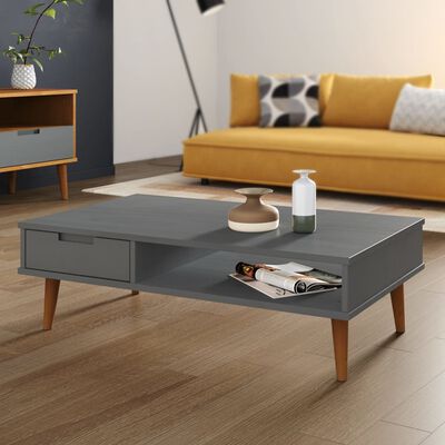 vidaXL Coffee Table MOLDE Grey 100x55x31 cm Solid Wood Pine