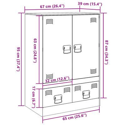 vidaXL Highboard Mustard Yellow 67x39x95 cm Steel