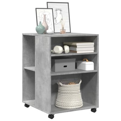 vidaXL Side Table with Wheels Concrete Grey 55x60x78 cm Engineered Wood