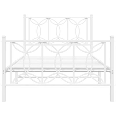 vidaXL Metal Bed Frame without Mattress with Footboard White 100x200 cm