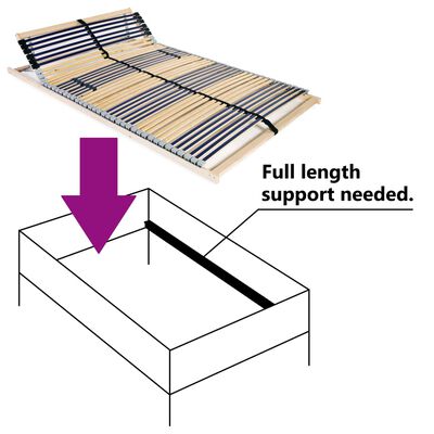 vidaXL Slatted Bed Base without Mattress with 42 Slats 7 Zones 100x200 cm