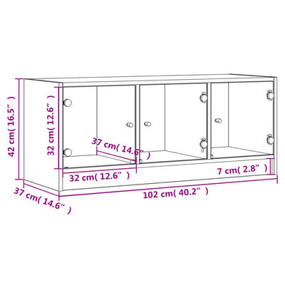 vidaXL TV Cabinet with Glass Doors Sonoma Oak 102x37x42 cm