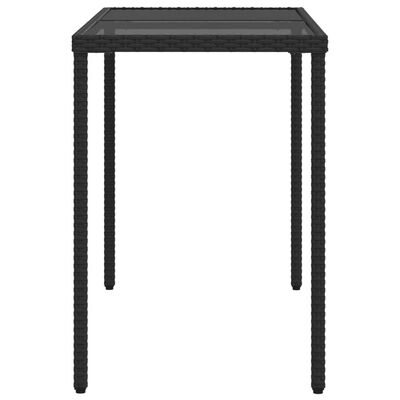 vidaXL Garden Table with Glass Top Black 115x54x74 cm Poly Rattan