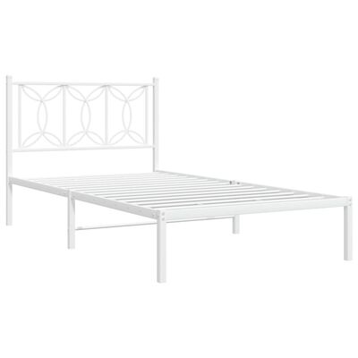 vidaXL Metal Bed Frame without Mattress with Headboard White 100x200 cm