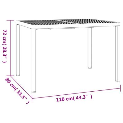 vidaXL Garden Table Anthracite 110x80x72 cm Steel