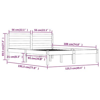 vidaXL Bed Frame without Mattress 120x190 cm Small Double