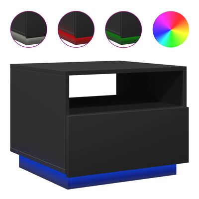 vidaXL Coffee Table with LED Lights Black 50x49x40 cm