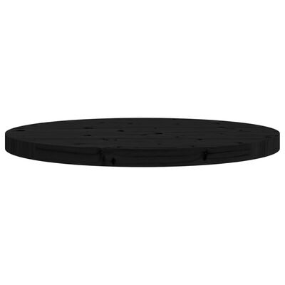 vidaXL Table Top Round Black Ø60x3 cm Solid Wood Pine