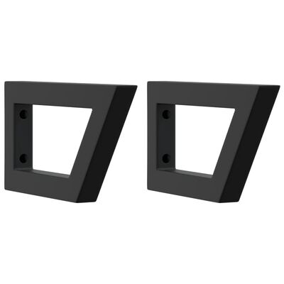 vidaXL Shelf Brackets for Washbasin 2 pcs Black Trapezium Steel