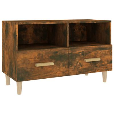 vidaXL TV Cabinet Smoked Oak 80x36x50 cm Engineered Wood