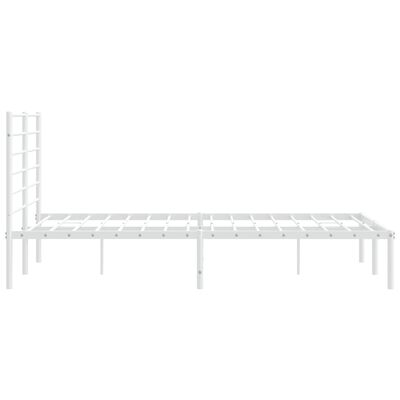 vidaXL Metal Bed Frame without Mattress with Headboard White 135x190 cm Double