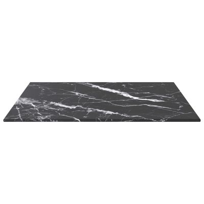 vidaXL Table Top Black 50x50 cm 6 mm Tempered Glass with Marble Design