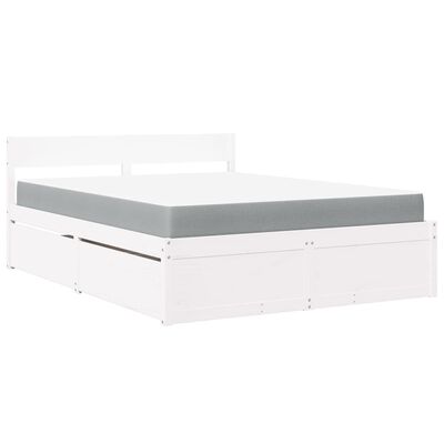 vidaXL Bed with Drawers and Mattress White 160x200 cm Solid Wood Pine