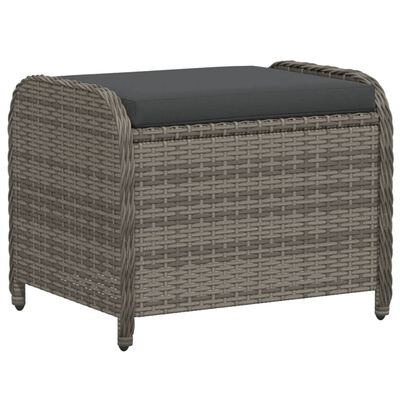 vidaXL Garden Stool with Cushion Grey 58x46x46 cm Poly Rattan