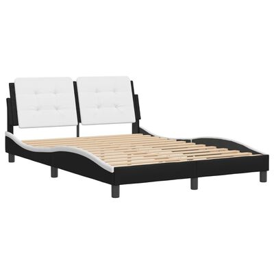 vidaXL Bed Frame without Mattress Black and White 140x190 cm Faux Leather