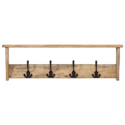 vidaXL Wall-mounted Coat Rack with 4 Hooks Solid Wood Mango