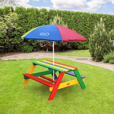 AXI Children Picnic Table Nick with Umbrella Rainbow | vidaXL.ie