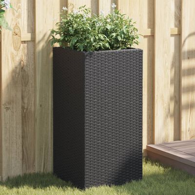 vidaXL Garden Planters 2 pcs Black 40x40x80 cm Poly Rattan