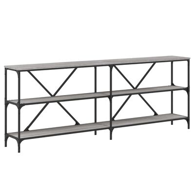 vidaXL Console Table Grey Sonoma 200x30x75 cm Engineered Wood and Iron