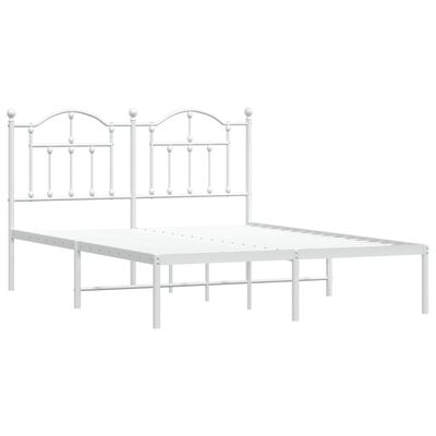 vidaXL Metal Bed Frame without Mattress with Headboard White 150x200 cm King Size