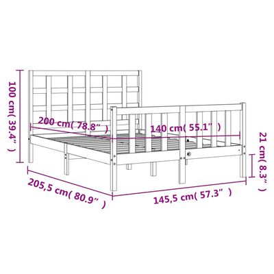 vidaXL Bed Frame without Mattress 140x200 cm Solid Wood Pine