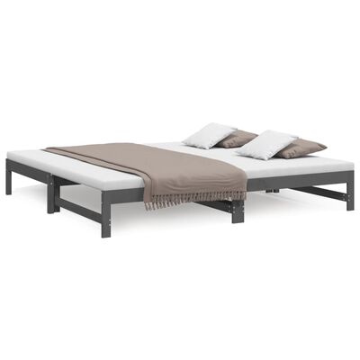 vidaXL Pull-out Day Bed without Mattress Grey 2x(100x200) cm