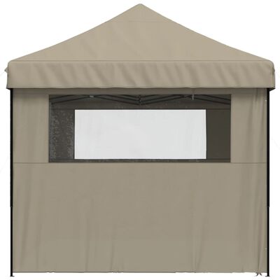 vidaXL Foldable Party Tent Pop-Up with 4 Sidewalls Taupe