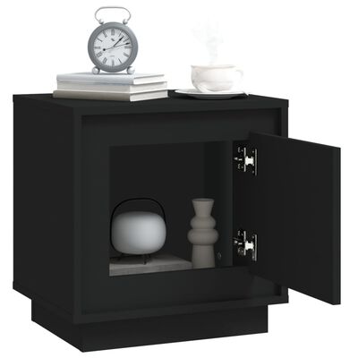 vidaXL Bedside Cabinet Black 44x35x45 cm Engineered Wood