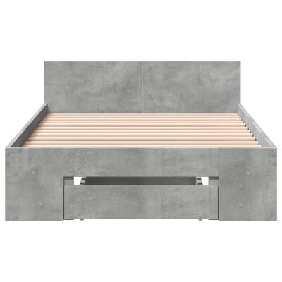 vidaXL Bed Frame with Drawer without Mattress Concrete Grey 75x190 cm Small Single