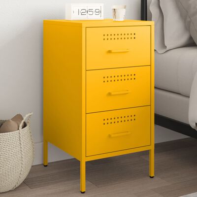 vidaXL Bedside Cabinet Mustard Yellow 36x39x68 cm Steel