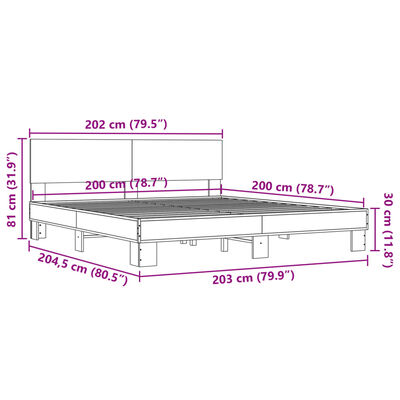 vidaXL Bed Frame without Mattress Sonoma Oak 200x200 cm