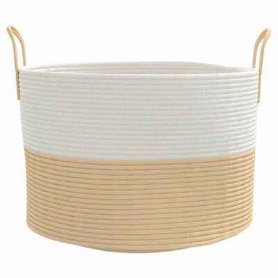 vidaXL Storage Basket Beige and White Ø51x33 cm Cotton